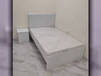 Beds - Single  - White  - Mattress Included  - With Bedside Table