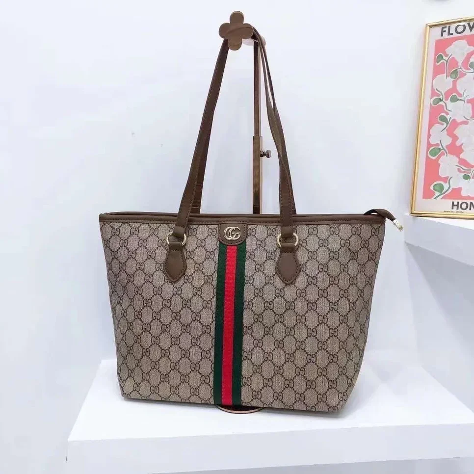 Tote Bag  - Gucci  - Brown  - Genuine Leather  - For Women