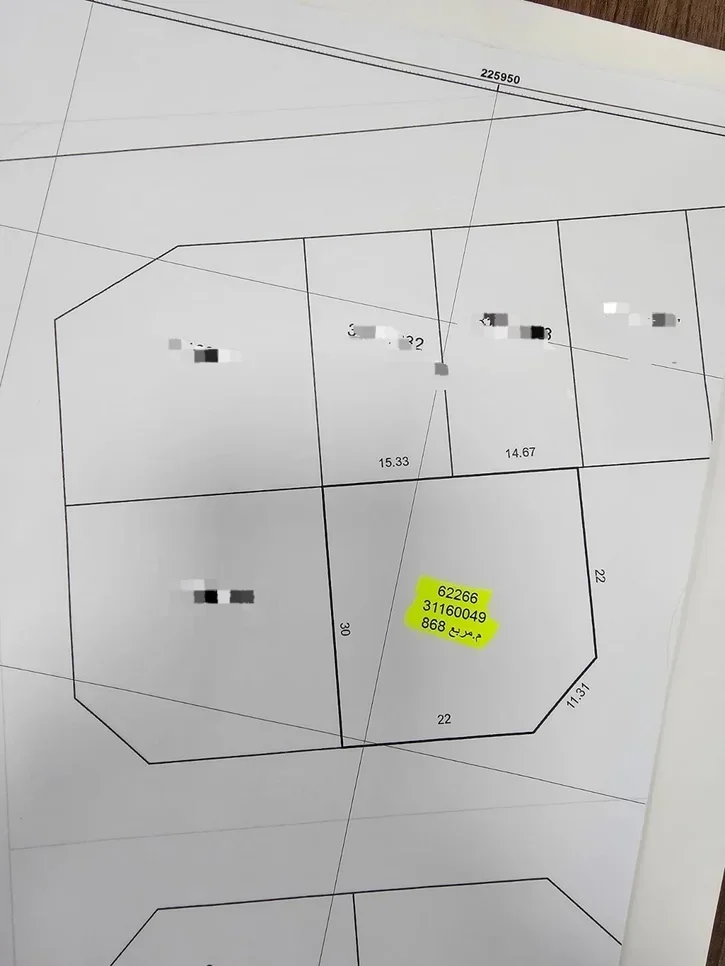 اراضي للبيع في الدوحة  - الدحيل  -المساحة 868 متر مربع
