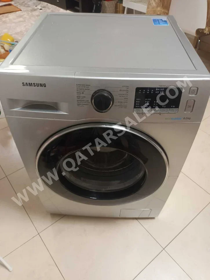 غسالة ملابس & الكل في واحد سامسونج \  غسالة تحميل أمامي  اللون الرمادي  متصلة بالواي-فاي