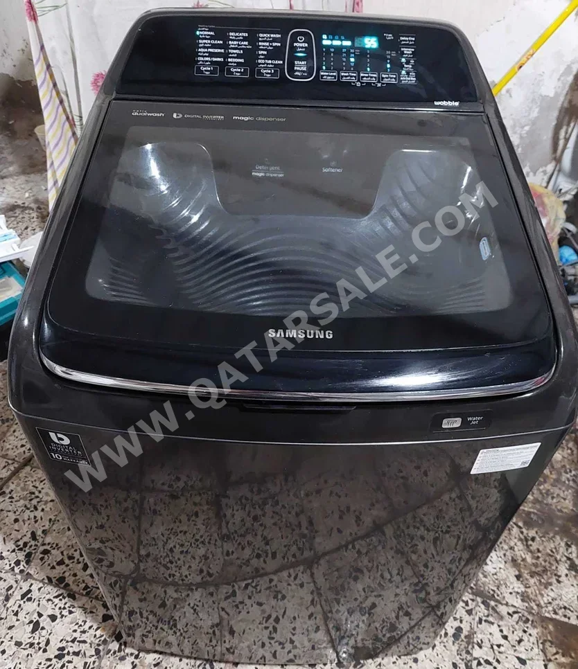 غسالة ملابس & الكل في واحد سامسونج \  غسالة تحميل علوي  أسود