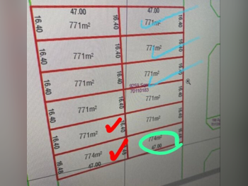 اراضي للبيع  في الظعاين  - الصخامة  -المساحة 771 متر مربع