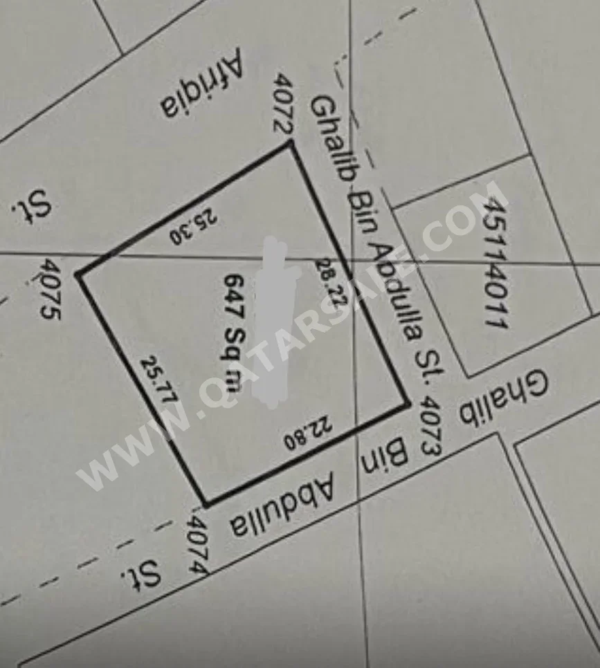 Lands For Sale in Doha  - Old Airport  -Area Size 647 Square Meter