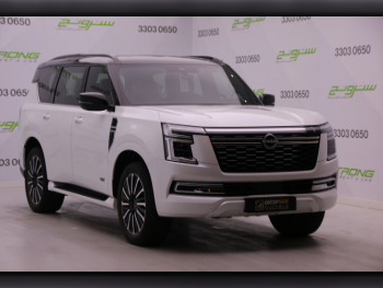 Nissan  Patrol  Platinum turbo  2025  Automatic  6,000 Km  6 Cylinder  Four Wheel Drive (4WD)  SUV  White  With Warranty