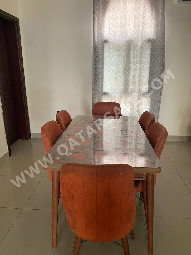 Dining Table with Chairs  - Alabaster, Beige & Gold