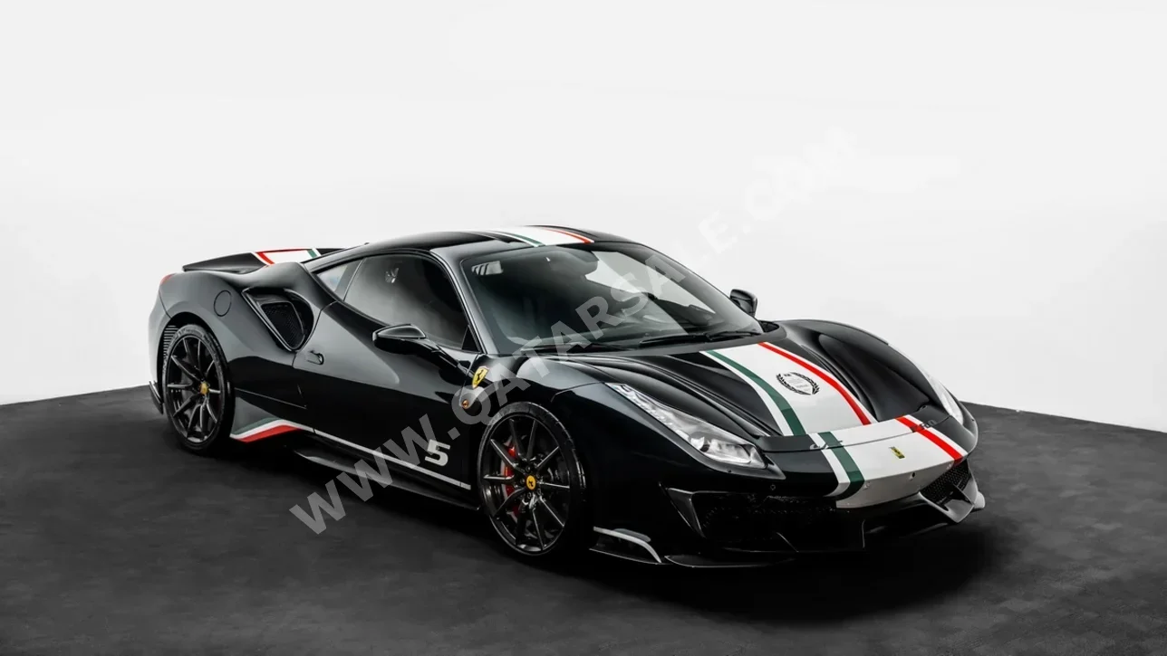 فيراري  488  بيستا  2019  اوتوماتيك  89 كم  8 سلندر  دفع خلفي  كوبيه \ سبورت  أسود  تحت الضمان
