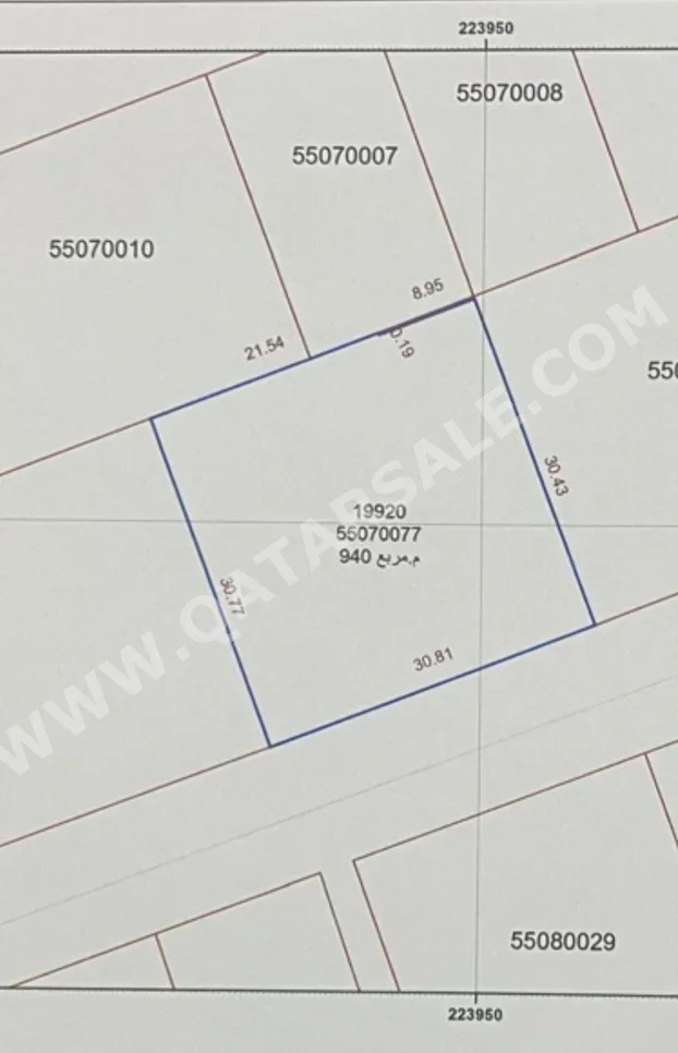 Lands For Sale in Al Rayyan  - Al Aziziyah  -Area Size 940 Square Meter