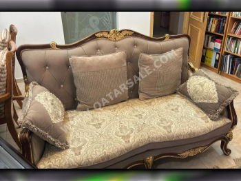 الأرائك والكنب والكراسي طقم كنب  - اللون البيج