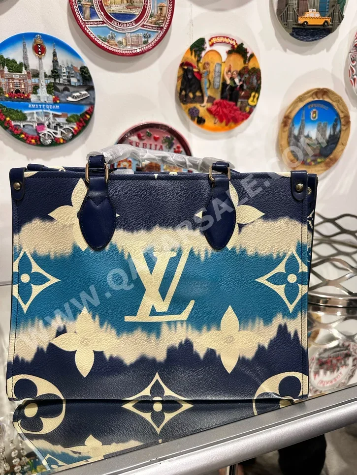 Tote Bag  - Louis Vuitton  - Blue  - Genuine Leather  - For Men