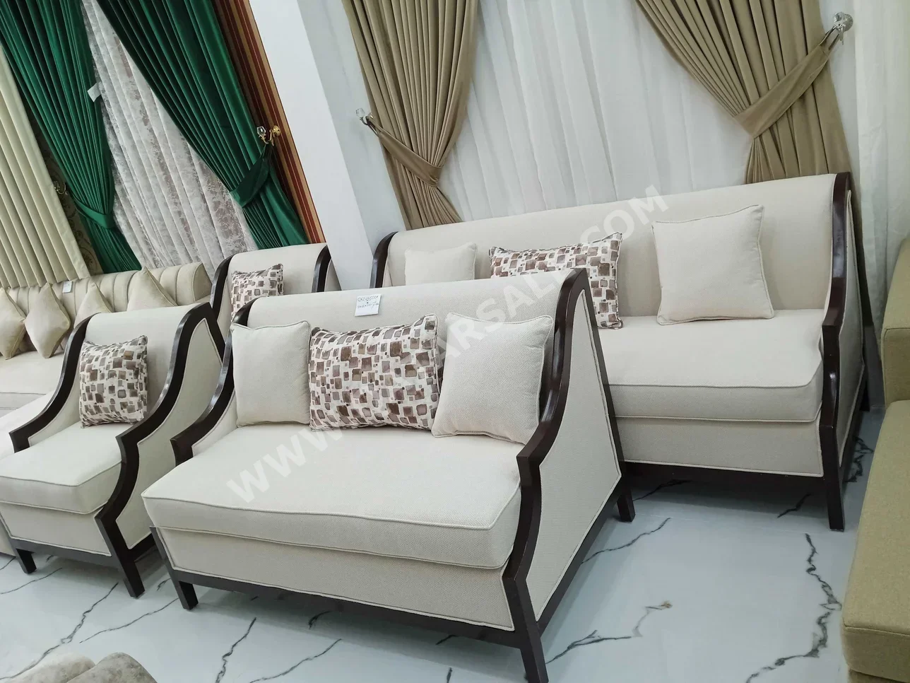 Sofas, Couches & Chairs Sofa Set  - Cotton / Cotton Blend  - Beige