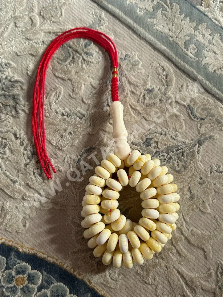 Prayer Beads Amber  White and Orange  Oval/Circle  6 mm  90  65 g