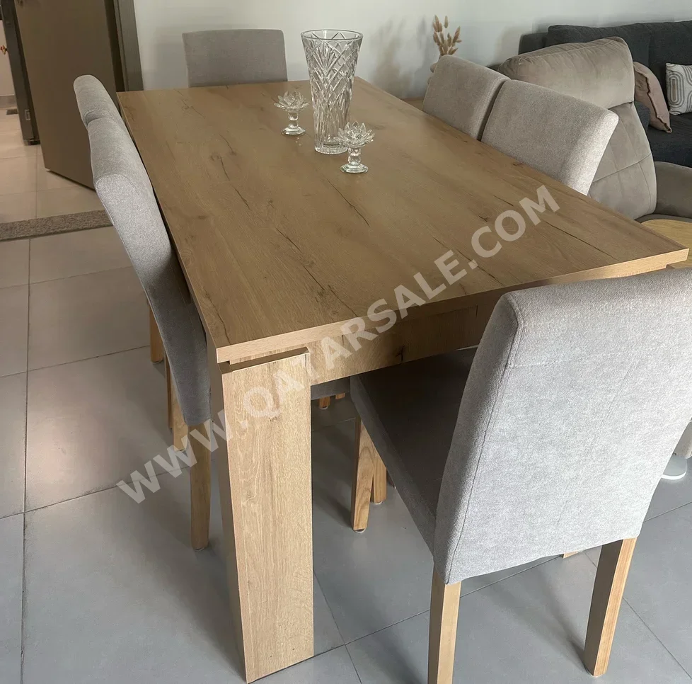 Dining Table with Chairs and Buffet  - Beige