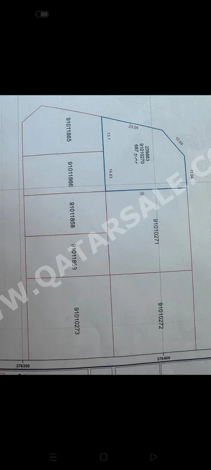 Lands For Sale in Al Wakrah  - Al Wukair  -Area Size 687 Square Meter