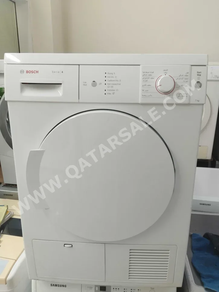 Bosch  White  85 CM  60 CM  60 CM  High Efficiency Dryer  Sensor Dry  Warranty  With Delivery  With Installation /  Electric /  7 Kg