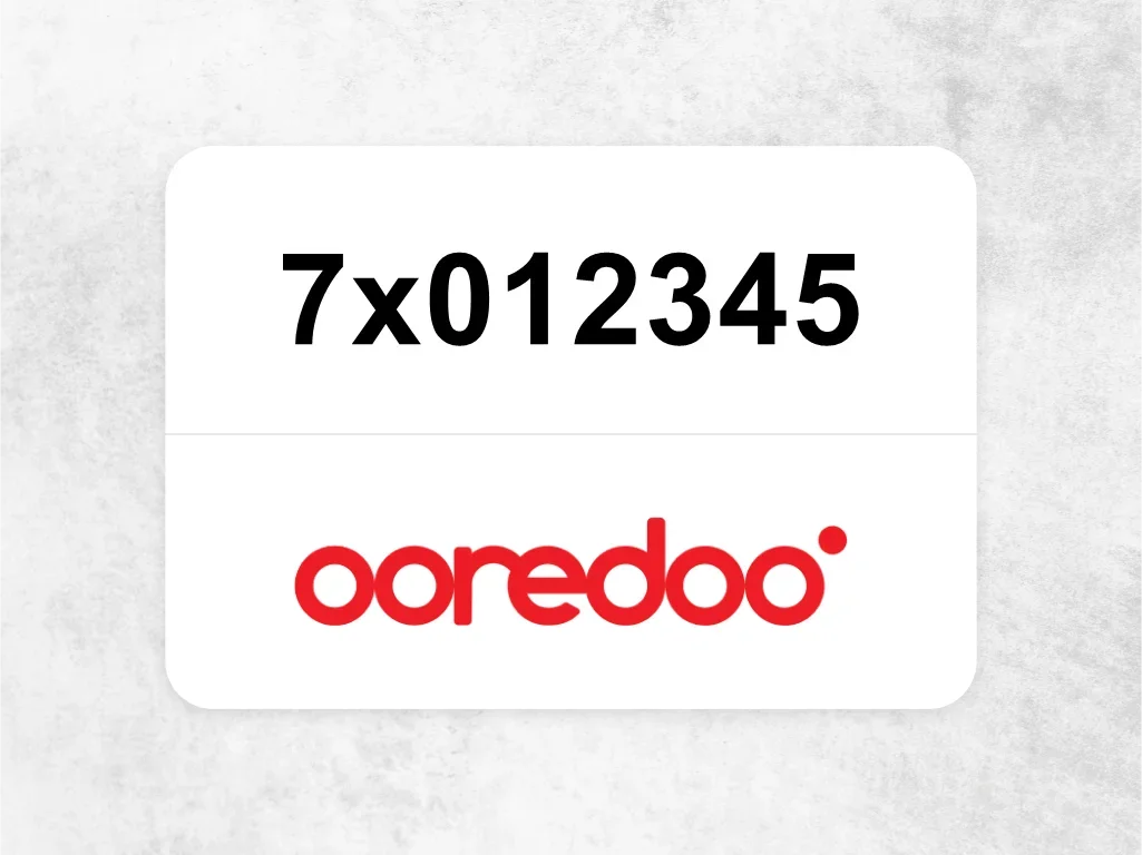 Ooredoo Mobile Phone  7x012345