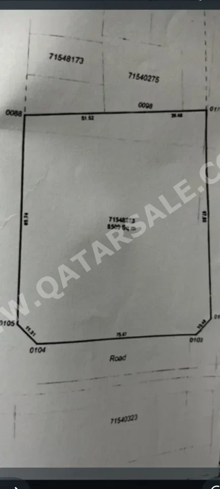 Lands For Sale in Umm Salal  - Umm Salal Ali  -Area Size 8,509 Square Meter
