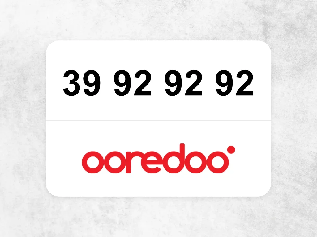 Ooredoo Mobile Phone  39 92 92 92