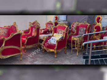 Sofas, Couches & Chairs Arm chair set  - Velvet  - Red  - With Table  and Side Tables