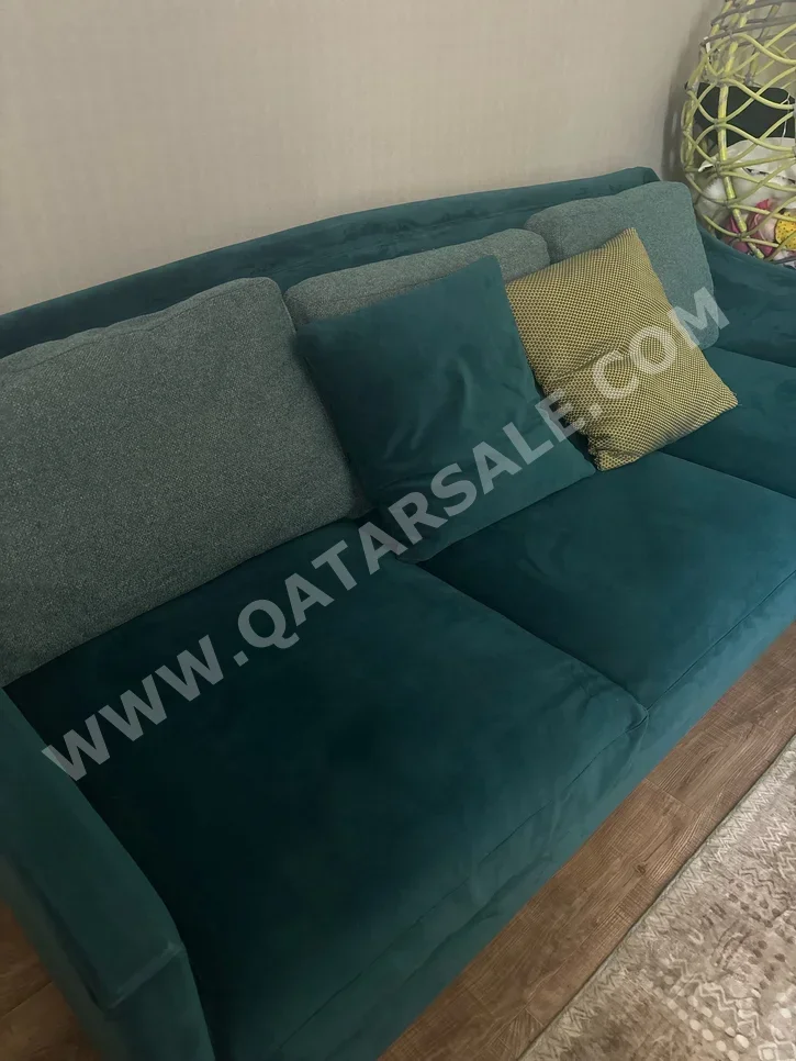 الأرائك والكنب والكراسي طقم كنب  - قماش  - تركواز