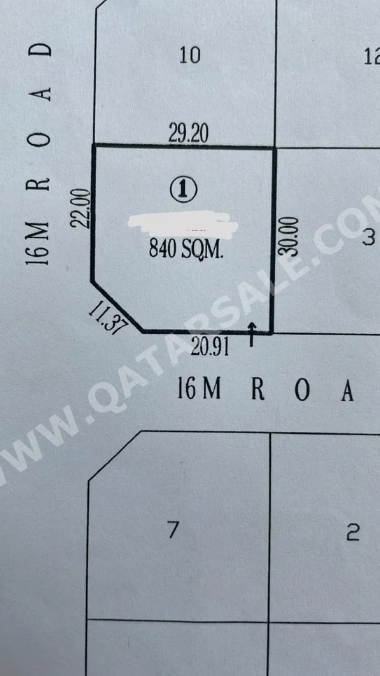 Lands For Sale in Al Rayyan  - Al Gharrafa  -Area Size 840 Square Meter
