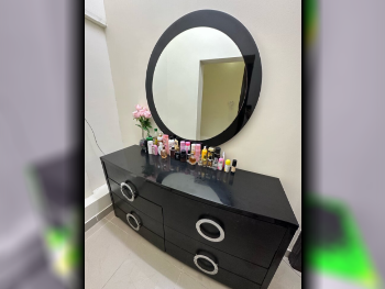 Wardrobes & Dressers - Dressing Table, Mirror, Chair & 2 Shelving Units  - Black