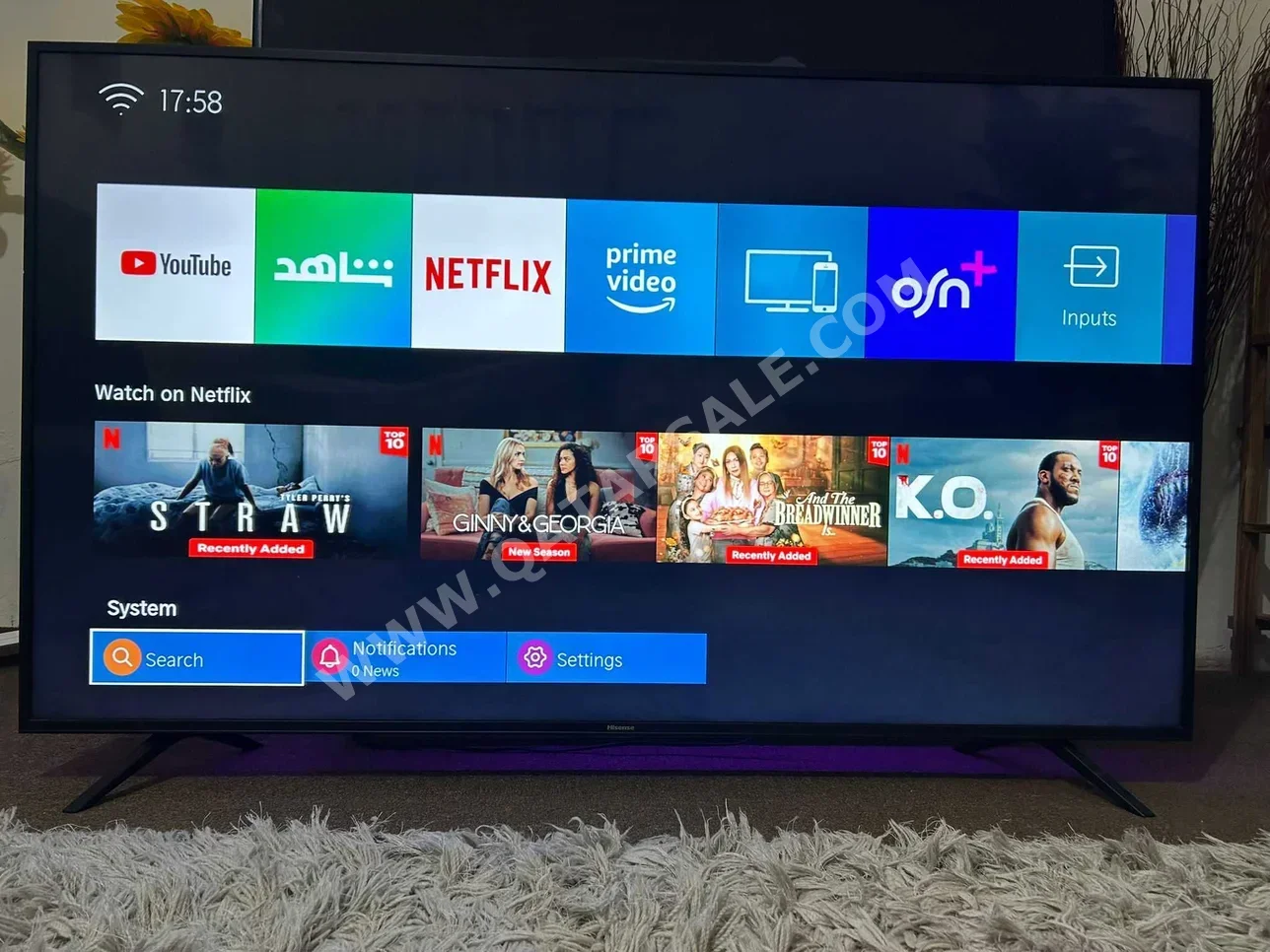 Television (TV) Hisense  - 55 Inch  - 4K or UHD  - Smart TV  - 3D
