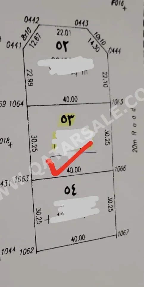 Lands For Sale in Al Wakrah  - Al Wakrah  -Area Size 1,210 Square Meter
