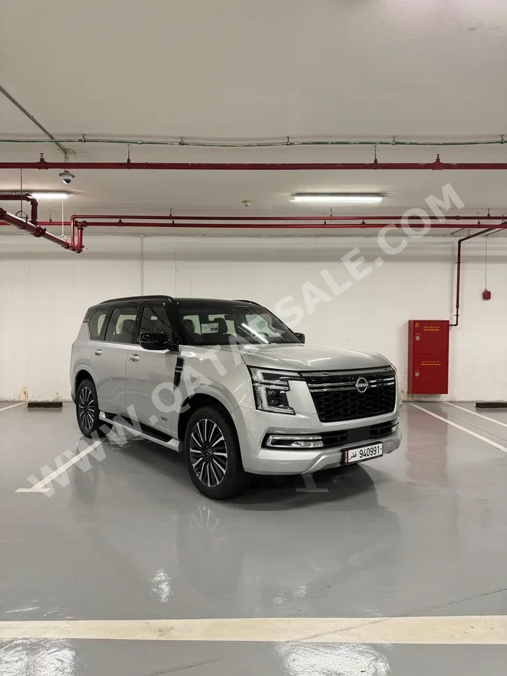 Nissan  Patrol  Platinum turbo  2025  Automatic  9,000 Km  6 Cylinder  Four Wheel Drive (4WD)  SUV  Silver  With Warranty