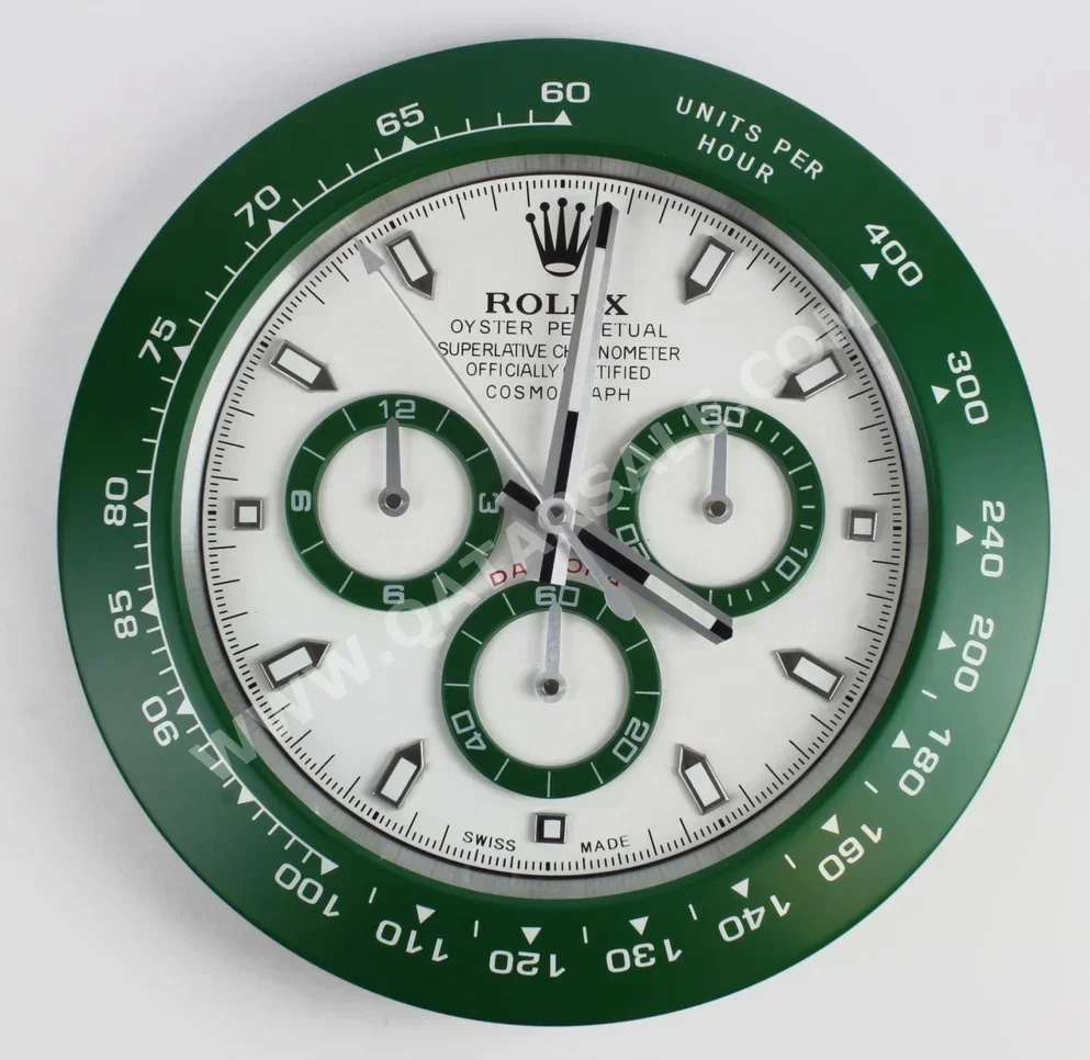 Wall Clock  Green  Switzerland  Round  DAYTONA Wall Clock | Green bezel and White face  Warranty /  Quartz Movement