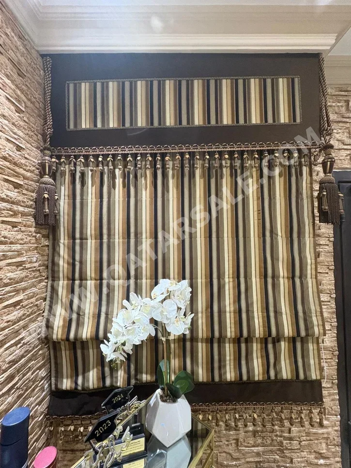 Curtains & Blinds Price Per Unit  Velvet  Beige  Qatar  Room-Darkening  Striped  200 CM  3  150 CM