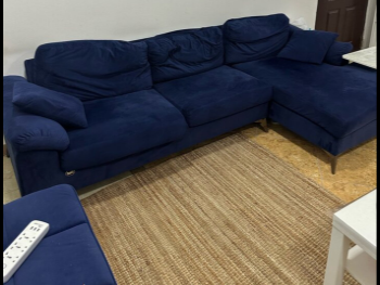 Sofas, Couches & Chairs Mobi  Corner Sofas  - Velvet  - Blue  and Side Tables  - Sofa Bed
