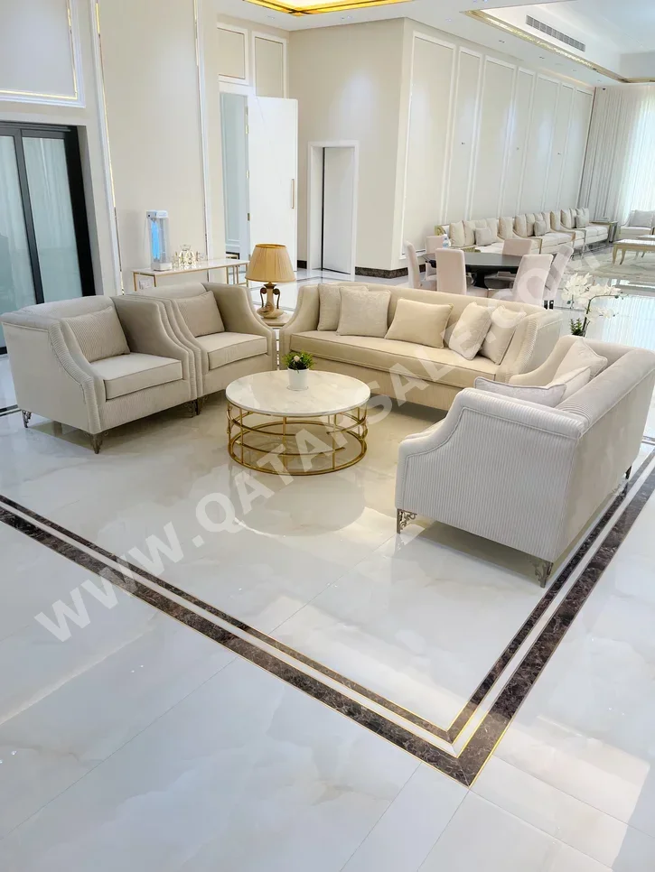 الأرائك والكنب والكراسي طقم كنب  - اللون البيج