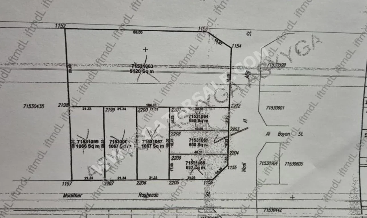 Lands For Sale in Umm Salal  - Umm Salal Ali  -Area Size 1,067 Square Meter