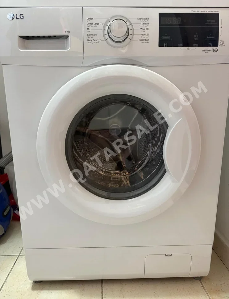 غسالة ملابس & الكل في واحد ال جي \  غسالة تحميل أمامي  أبيض
