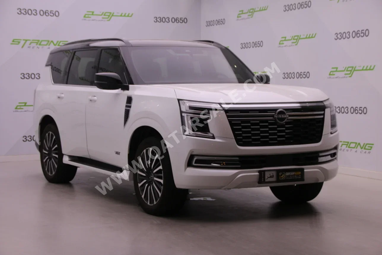 Nissan  Patrol  Platinum turbo  2025  Automatic  7,000 Km  6 Cylinder  Four Wheel Drive (4WD)  SUV  White  With Warranty