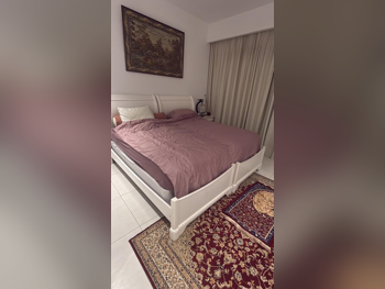 Beds - Single  - White  - Mattress Included  - With Bedside Table  and Table Lamp