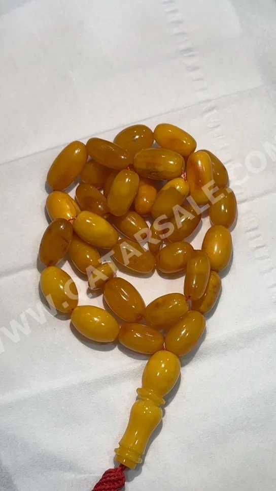 Prayer Beads Amber  Yellow Matte  Poland  Oval/Circle  12 mm  3