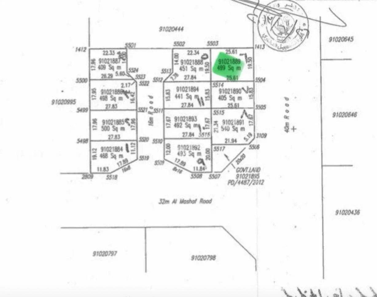 Lands For Sale in Al Wakrah  - Al Meshaf  -Area Size 500 Square Meter