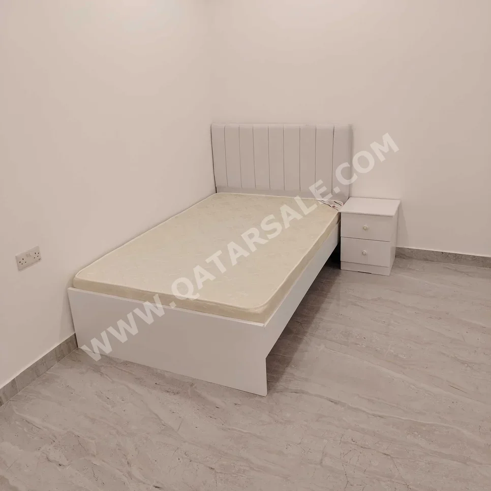 Beds - Single  - White  - Mattress Included  - With Bedside Table