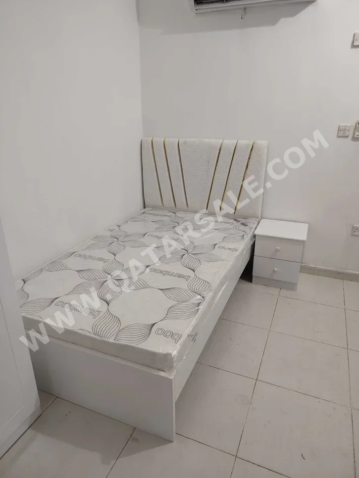 Beds - Single  - White  - Mattress Included  - With Bedside Table