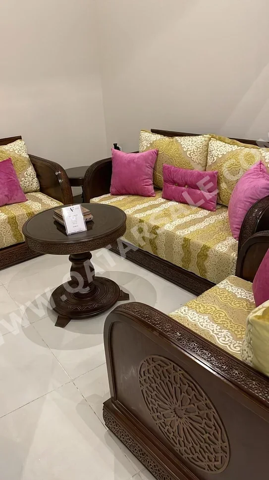 Sofas, Couches & Chairs Sofa Set  - Fabric  - Yellow  - With Table  and Side Tables