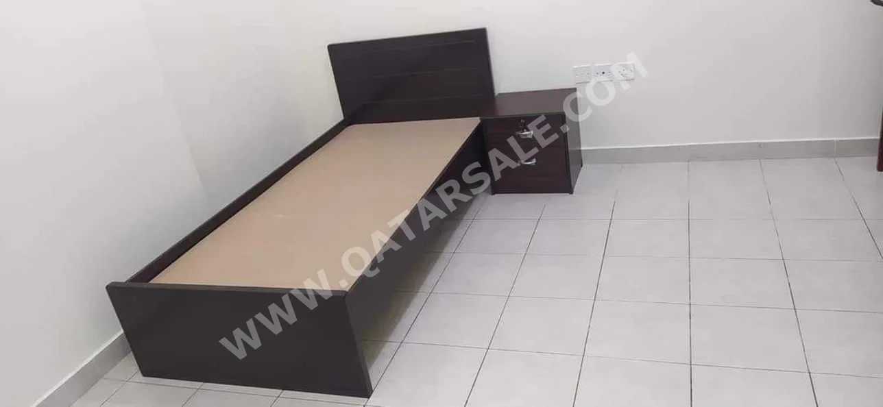 Beds - Single  - Brown  - Mattress Included  - With Bedside Table