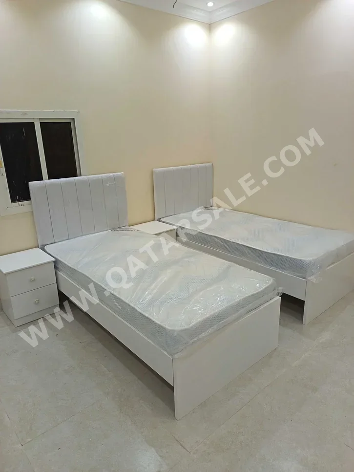 Beds - Single  - White  - Mattress Included  - With Bedside Table