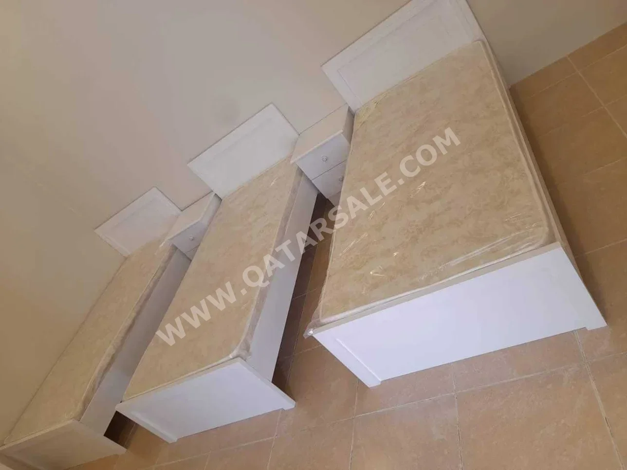 Beds - Single  - White  - Mattress Included  - With Bedside Table