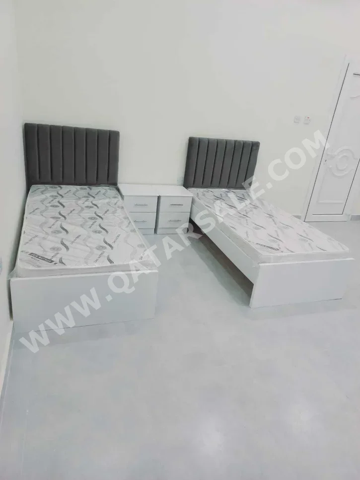 Beds - Single  - Gray  - Mattress Included  - With Bedside Table