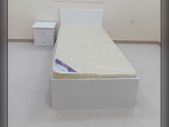 Beds - Single  - White  - Mattress Included  - With Bedside Table