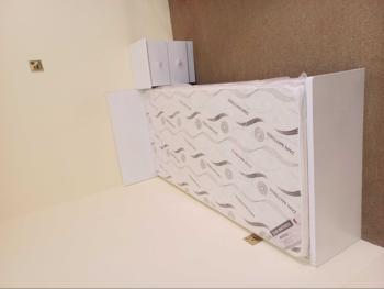 Beds - Single  - White  - Mattress Included  - With Bedside Table