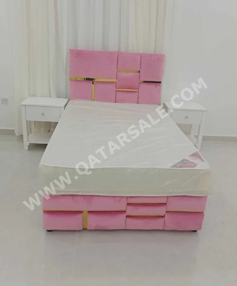 Beds - Single  - Pink  - Mattress Included  - With Bedside Table