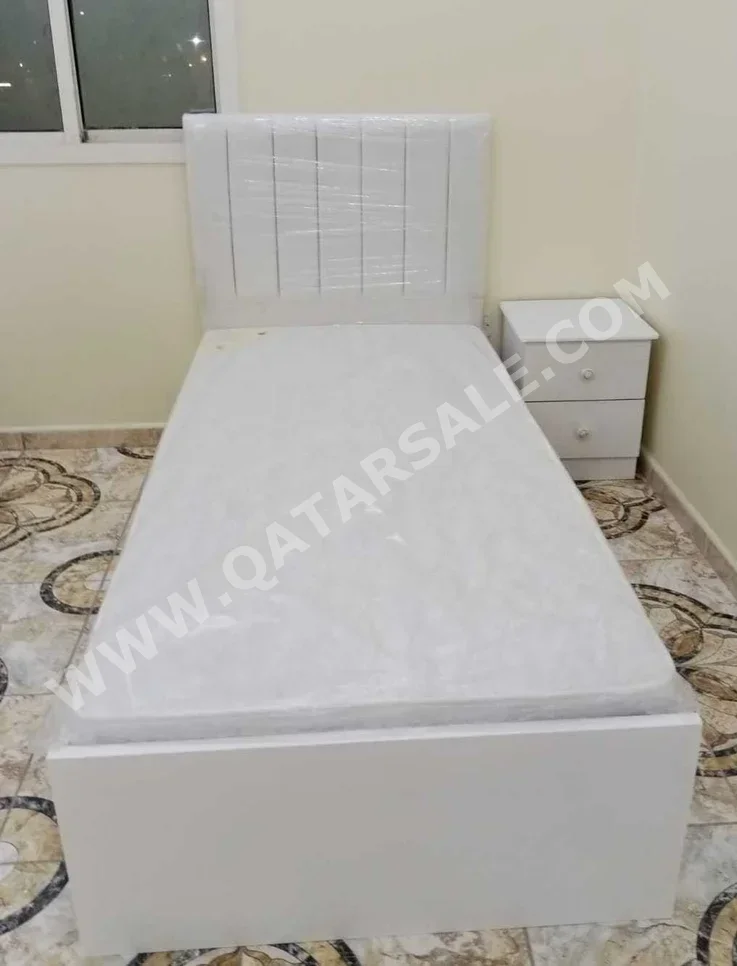Beds - Single  - White  - Mattress Included  - With Bedside Table
