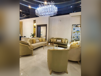 الأرائك والكنب والكراسي طقم كنب  - قماش  - أخضر وبيج
